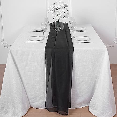 10 pcs 72-Inch Black Extra Long Premium Chiffon Table Top Runners - Wedding Party Linens Dinner Reception Decorations