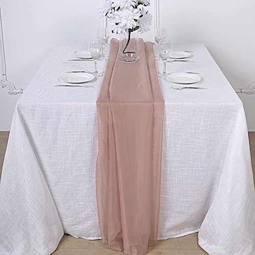 10 pcs 72-Inch Dusty Rose Extra Long Premium Chiffon Table Top Runners Wedding Party Linens Dinner Reception Decorations