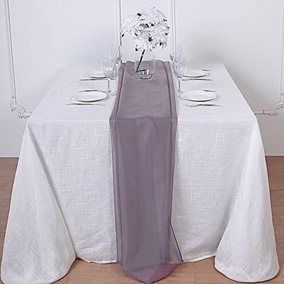 12 pcs 72-Inch Violet Extra Long Premium Chiffon Table Top Runners - Wedding Party Linens Dinner Reception Decorations