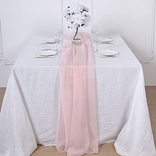 10 pcs 72-Inch Blush Extra Long Premium Chiffon Table Top Runners - Wedding Party Linens Dinner Reception Decorations