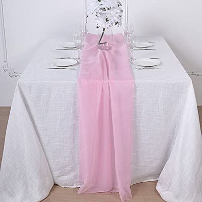 10 pcs 72-Inch Pinkl Extra Long Premium Chiffon Table Top Runners - Wedding Party Linens Dinner Reception Decorations