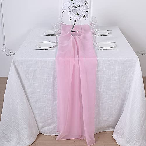 10 pcs 72-Inch Pinkl Extra Long Premium Chiffon Table Top Runners - Wedding Party Linens Dinner Reception Decorations