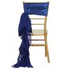 10 Navy Blue Curly Chiffon Chair Sashes Bows Ties - Wedding Party Ceremony Reception Decorations Supplies Wholesale view 1
