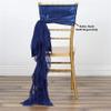 10 Navy Blue Curly Chiffon Chair Sashes Bows Ties - Wedding Party Ceremony Reception Decorations Supplies Wholesale view 2