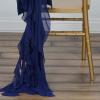10 Navy Blue Curly Chiffon Chair Sashes Bows Ties - Wedding Party Ceremony Reception Decorations Supplies Wholesale view 3