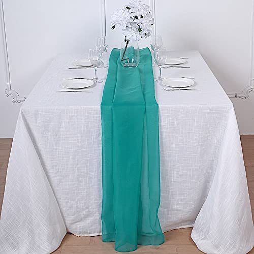 12 pcs 72-Inch Turquoise Extra Long Premium Chiffon Table Top Runners Wedding Party Linens Dinner Reception Decorations