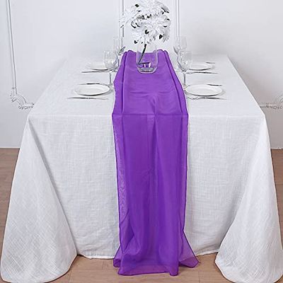 12 pcs 72-Inch Purple Extra Long Premium Chiffon Table Top Runners - Wedding Party Linens Dinner Reception Decorations