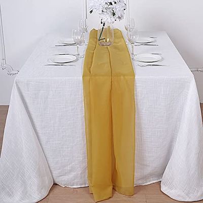 12 pcs 22x80-Inch Mustard Yellow Extra Wide Premium Chiffon Table Top Runners Wedding Linens Reception Decorations