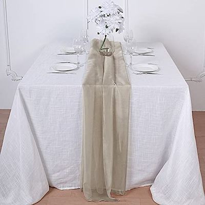12 pcs 72-Inch Natural Extra Long Premium Chiffon Table Top Runners - Wedding Party Linens Dinner Reception Decorations