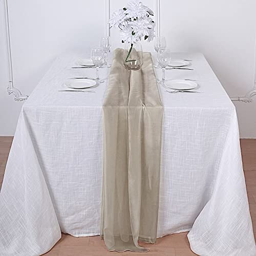 12 pcs 72-Inch Natural Extra Long Premium Chiffon Table Top Runners - Wedding Party Linens Dinner Reception Decorations