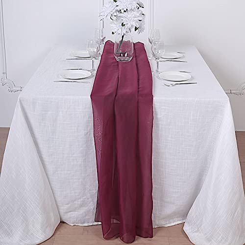 10 pcs 72-Inch Burgundy Extra Long Premium Chiffon Table Top Runners Wedding Party Linens Dinner Reception Decorations