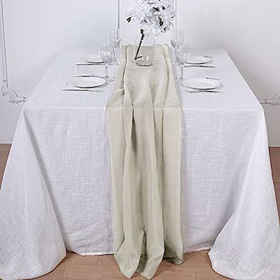 12 pcs 22x80-Inch Beige Extra Wide Premium Chiffon Table Top Runners Wedding Party Linens Reception Decorations