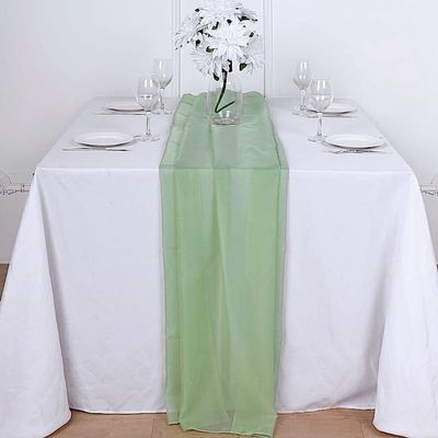 12 pcs 72-Inch Extra Sage Green Long Premium Chiffon Table Top Runners - Wedding Linens Dinner Reception Decorations