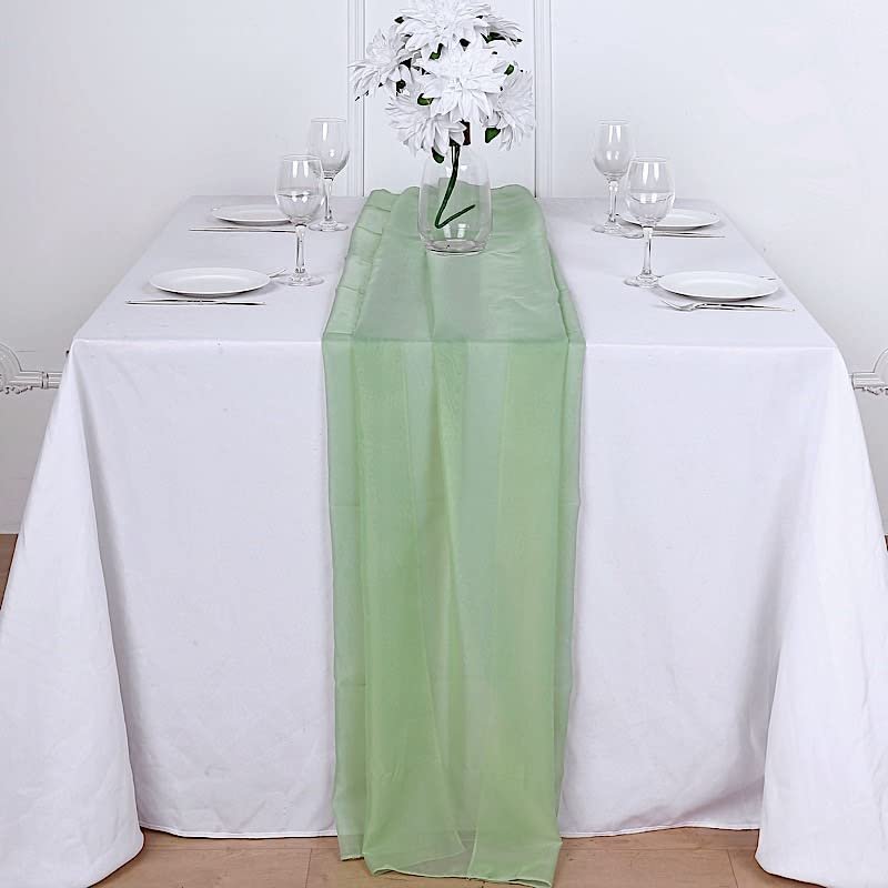 12 pcs 72-Inch Extra Sage Green Long Premium Chiffon Table Top Runners - Wedding Linens Dinner Reception Decorations