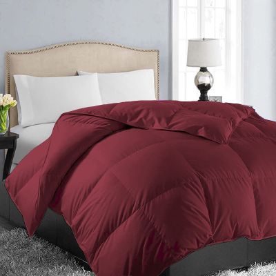 1pcs All Season Quilted Down Alternative Queen (88'' x 92'') Comforter Reversible Queen Duvet Insert with Corner Tabs, Warm Fluffy Burgundy