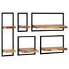 KTHLBRH [Fast Delivery] Wall Floating Shelves for Bedroom, Living Room, Bathroom, Kitchen, Office Wall Shelf Set 5 Pieces Solid Acacia Wood and Steel view 1