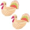 Woven Storage Basket Set of 2, Decorative Rattan Woven Serving Basket Cute Mini for Desktop Organizer Turkey Shape Hand Storage Home Table Decoration view 1