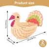 Woven Storage Basket Set of 2, Decorative Rattan Woven Serving Basket Cute Mini for Desktop Organizer Turkey Shape Hand Storage Home Table Decoration view 3