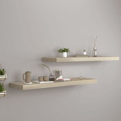 KTHLBRH [Fast Delivery] Floating Shelves Wall Mounted, Floating Shelves, for Living Room, Bedroom, Bathroom, Kitchen Decor Floating Wall Shelves 2 pcs Oak 35.4"x9.3"x1.5" MDF