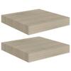 KTHLBRH [Fast Delivery] Floating Shelves Wall Mounted, Floating Shelves, for Living Room, Bedroom, Bathroom, Kitchen Decor Floating Wall Shelves 2 pcs Oak 9.1"x9.3"x1.5" MDF view 2