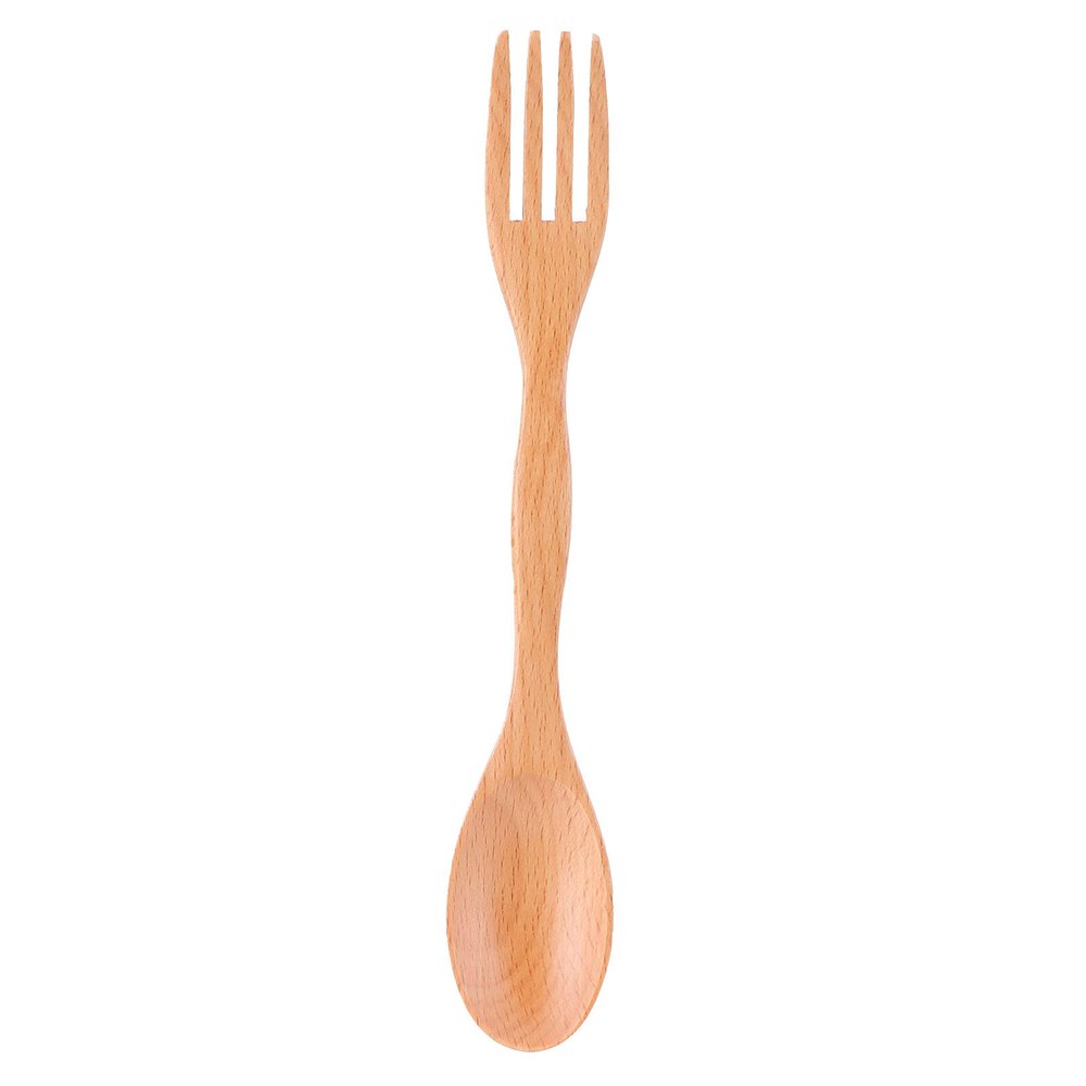 Wooden Spoons Forks Set, Wooden Flatware, Reusable Wood Cutlery with Fork and Spoon Dualpurpose Tableware for Kitchen
