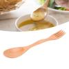 Wooden Spoons Forks Set, Wooden Flatware, Reusable Wood Cutlery with Fork and Spoon Dualpurpose Tableware for Kitchen view 3