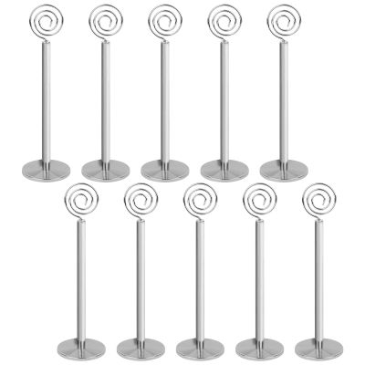 Muka 10PCS Table Number Holders, Silver Wedding Table Card Stand, 8 Inch Restaurant Reception Menu Sign