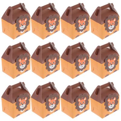 NUOBESTY 12pcs Cartoon Animal Theme Paper Candy Boxes Goody Treat Boxes for Jungle Animal Party Birthday Celebrations Showers and Storage