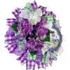 Christian He Is Risen Easter Wreath, Spring Lilies, Purple Hydrangeas, Handmade Lavender Floral Ornament with Lace Butterfly view 4