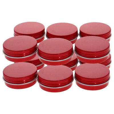 Heyiarbeit 12pcs 1 oz Round Aluminum Cans Tin Can Screw Top Metal Lid Containers for Lip Balm, Crafts, Cosmetic, Candles, Candies, Red 30ml