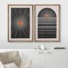 IDEA4WALL Framed Canvas Print Wall Art Set Astronomy Space Shining Sun Ocean Horizon Abstract Nature Illustrations Modern Art Landscape Neon for Living Room, Bedroom, Office - 16"x24"x2 Natural view 3