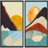 IDEA4WALL Framed Canvas Print Wall Art Set Geometric Mountain Ocean Boat Landscapes Abstract Nature Illustrations Modern Neon for Living Room, Bedroom, Office - 16"x24"x2 Black view 1