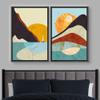 IDEA4WALL Framed Canvas Print Wall Art Set Geometric Mountain Ocean Boat Landscapes Abstract Nature Illustrations Modern Neon for Living Room, Bedroom, Office - 16"x24"x2 Black view 2