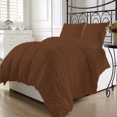 100% Cotton 8 PC Premium Bedding Set Queen/Full -Chocolate Bed-in-A-Beg Set Includes 1 Comforter, 1 Duvet Cover, 4 PC Bed Sheet Set Fits Up to 15" Deep Pocket, 2 Pillow Shams 600 Thread Counts