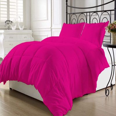 100% Cotton 8 PC Premium Bedding Set Oversized King -Hot Pink Bed-in-A-Beg Set Includes 1 Comforter, 1 Duvet Cover, 4 PC Bed Sheet Set Fits Up to 15" Deep Pocket, 2 Pillow Shams 600 Thread Counts