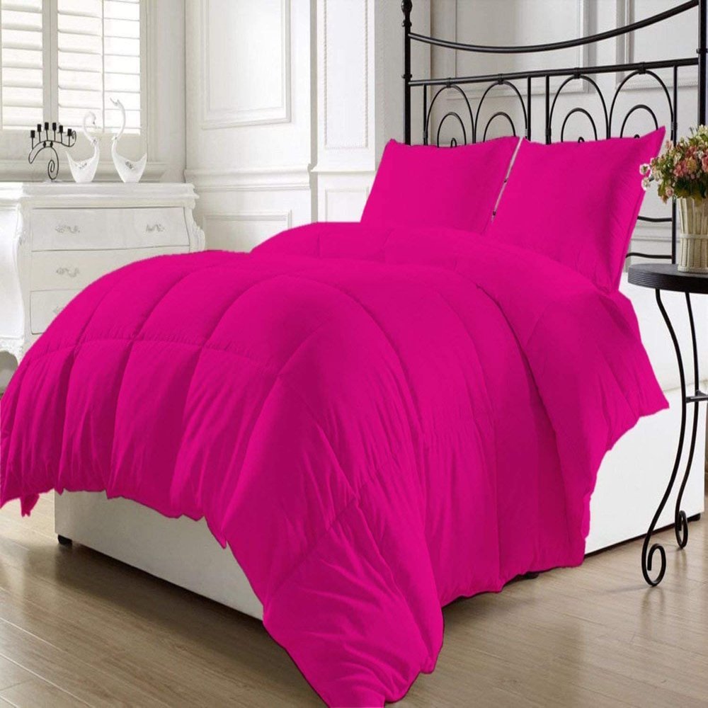 100% Cotton 8 PC Premium Bedding Set Oversized King -Hot Pink Bed-in-A-Beg Set Includes 1 Comforter, 1 Duvet Cover, 4 PC Bed Sheet Set Fits Up to 15" Deep Pocket, 2 Pillow Shams 600 Thread Counts