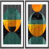 IDEA4WALL Framed Canvas Print Wall Art Set Geometric Marble Green Orange Circles Abstract Shapes Illustrations Modern Art Chic Landscape Neon for Living Room, Bedroom, Office - 16"x24"x2 Black view 1