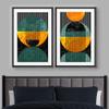 IDEA4WALL Framed Canvas Print Wall Art Set Geometric Marble Green Orange Circles Abstract Shapes Illustrations Modern Art Chic Landscape Neon for Living Room, Bedroom, Office - 16"x24"x2 Black view 2