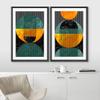 IDEA4WALL Framed Canvas Print Wall Art Set Geometric Marble Green Orange Circles Abstract Shapes Illustrations Modern Art Chic Landscape Neon for Living Room, Bedroom, Office - 16"x24"x2 Black view 3