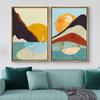 IDEA4WALL Framed Canvas Print Wall Art Set Geometric Mountain Ocean Boat Landscapes Abstract Nature Illustrations Modern Neon for Living Room, Bedroom, Office - 16"x24"x2 Natural view 2