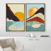 IDEA4WALL Framed Canvas Print Wall Art Set Geometric Mountain Ocean Boat Landscapes Abstract Nature Illustrations Modern Neon for Living Room, Bedroom, Office - 16"x24"x2 Natural view 3
