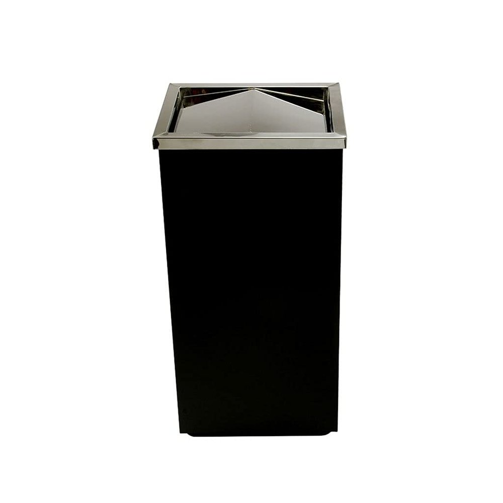 WDBB Trash Can Trash Can Stainless Steel Garbage Can Creative Swing Cover Garbage Bin 20 Liters/5.2 Gallons Large-Capacity Rubbish Bin Indoor/Outdoor use (Color : Black)