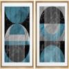 IDEA4WALL Framed Canvas Print Wall Art Set Geometric Marble Blue Black Circle Collage Abstract Shape Illustrations Modern Chic Landscape Neon for Living Room, Bedroom, Office - 16"x24"x2 Natural view 1
