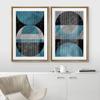 IDEA4WALL Framed Canvas Print Wall Art Set Geometric Marble Blue Black Circle Collage Abstract Shape Illustrations Modern Chic Landscape Neon for Living Room, Bedroom, Office - 16"x24"x2 Natural view 3