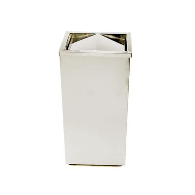 Trash Can Trash Can Stainless Steel Garbage Can Creative Swing Cover Garbage Bin 20 Liters/5.2 Gallons Large-Capacity Rubbish Bin Indoor/Outdoor use (Color : White)