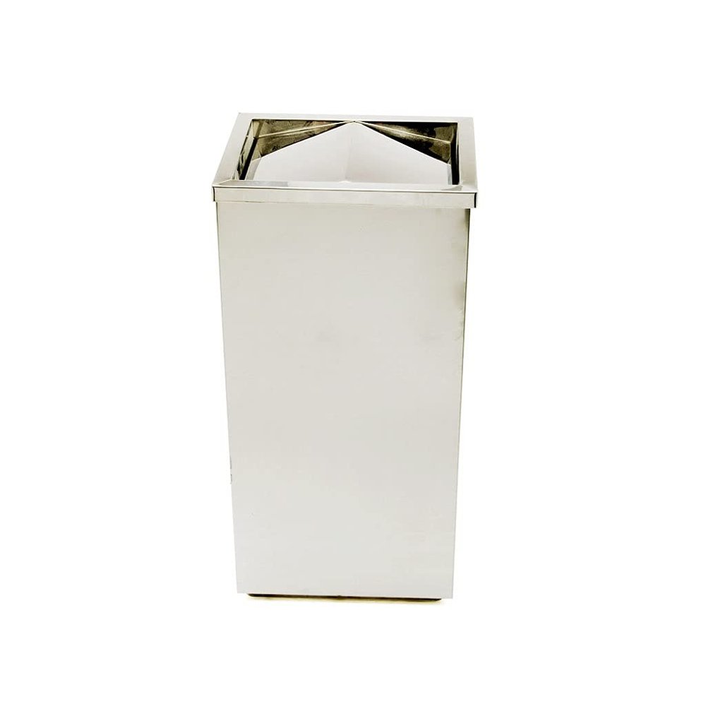 Trash Can Trash Can Stainless Steel Garbage Can Creative Swing Cover Garbage Bin 20 Liters/5.2 Gallons Large-Capacity Rubbish Bin Indoor/Outdoor use (Color : White)
