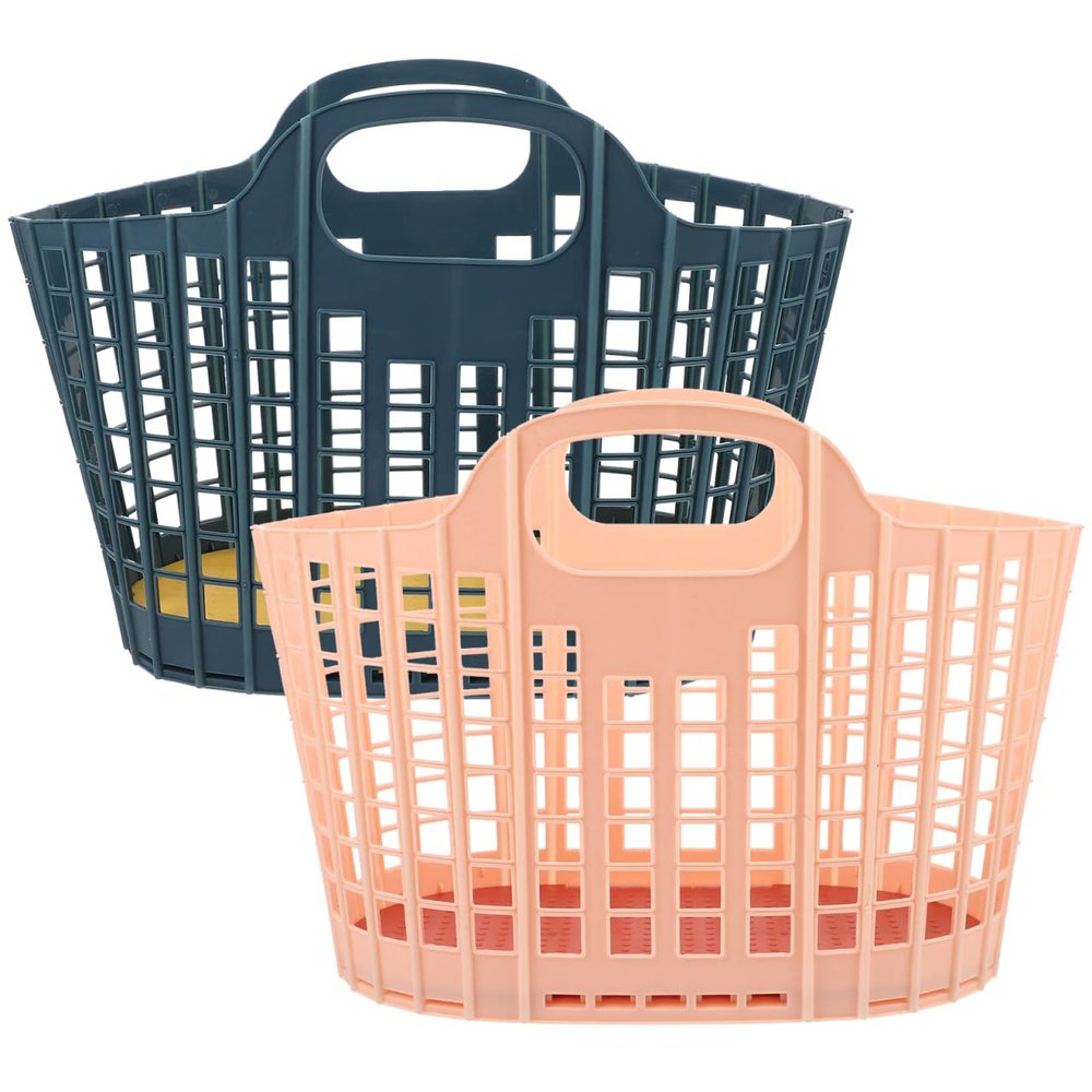 Hemoton Portable Kitchen Fruit Basket 12.20X8.07 Inch Lightweight Vegetable Storage Handbasket with Handle for Home Organization and Picnic Use 2 Pack