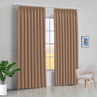 100% Polyester Double Pinch Pleat Blackout Window Curtain Panel & Drapes and Thermal Insulation (Coffee, 60 Inch by 72 Inch- 1 Panel)