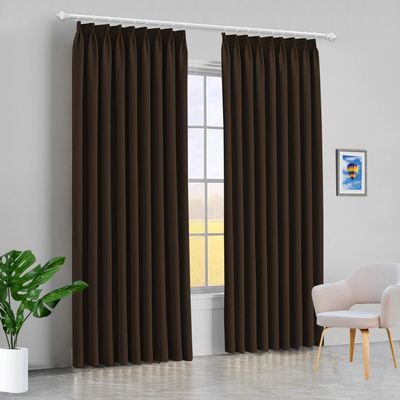 100% Polyester Double Pinch Pleat Blackout Window Curtain Panel & Drapes and Thermal Insulation (Dark Chocolate, 84 Inch by 84 Inch- 1 Panel)