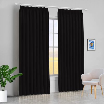 100% Polyester Double Pinch Pleat Blackout Window Curtain Panel & Drapes and Thermal Insulation (Black, 58 Inch by 120 Inch- 1 Panel)
